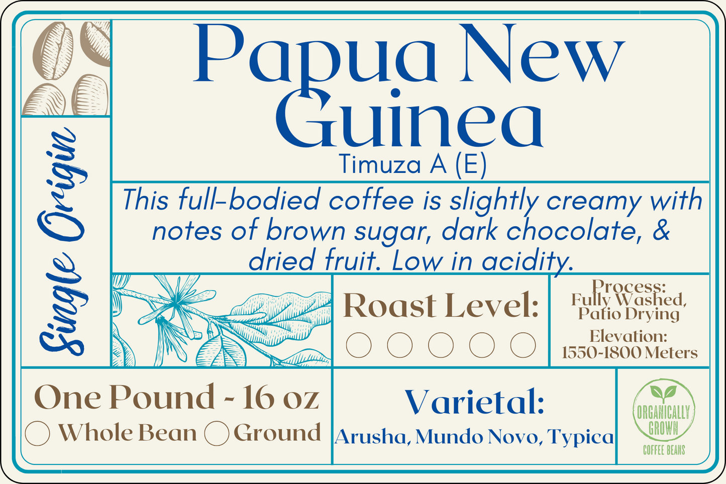 Papua New Guinea Coffee. Fresh Roasted Coffee. Local Coffee Roaster. Best Coffee in Punta Gorda. Best Coffee in Port Charlotte.