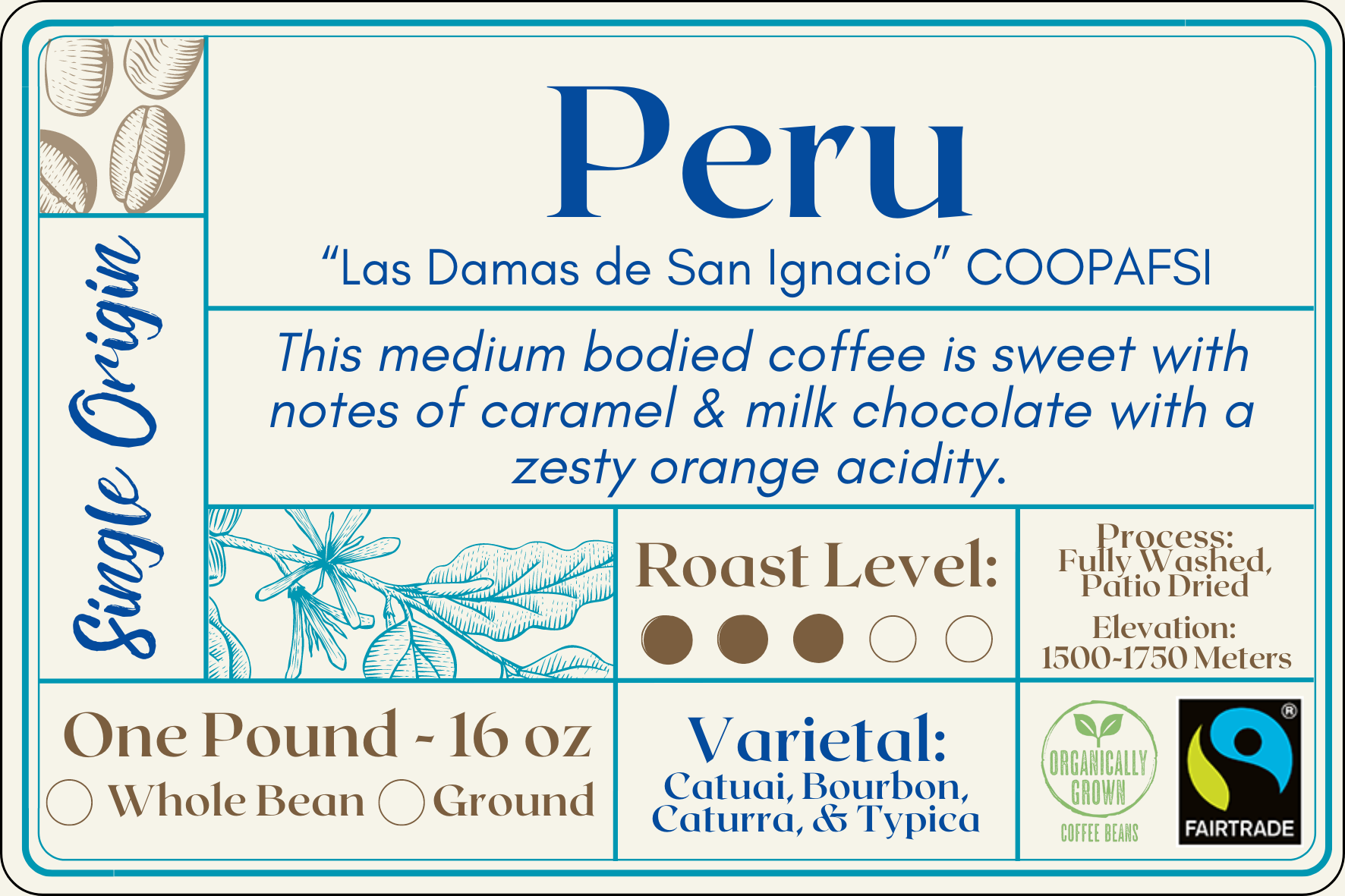 Peru Las Damas Coffee. Fair Trade Certified. Organic Grown Coffee. The Best Coffee in Punta Gorda. The Best Coffee In Port Charlotte. Locally Roasted
